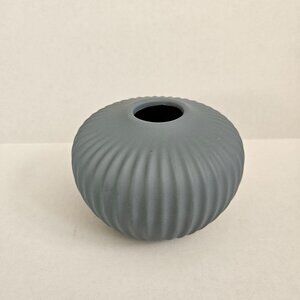 4.5" tall Ashland Spring Ceramic Ribbed Vase Blue/Grey